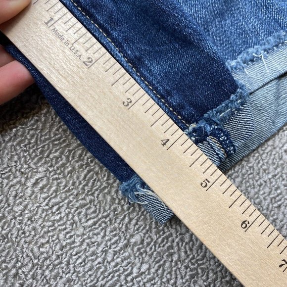 American Eagle Cuffed Jean Shorts Women's Size 2 Mid Rise Distressed Denim Blue - Picture 9 of 10